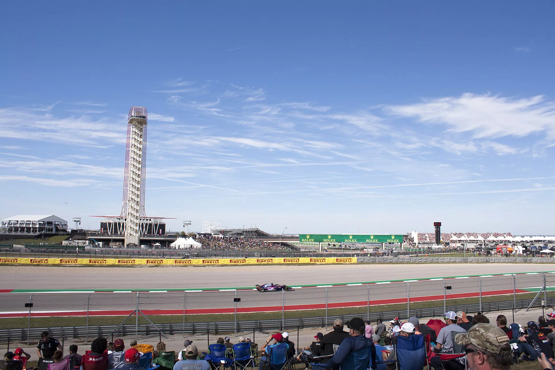 Forma–1-es autó a Circuit of the Americas pályán a 2018-as Amerikai Nagydíjon Austinban