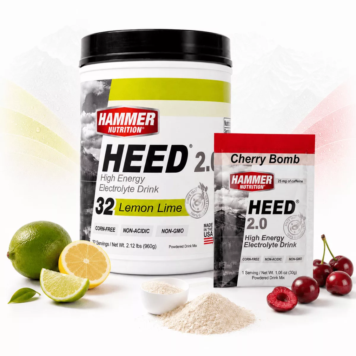 A Hammer Nutrition HEED sportitalporának kiszerelése fehér háttér előtt